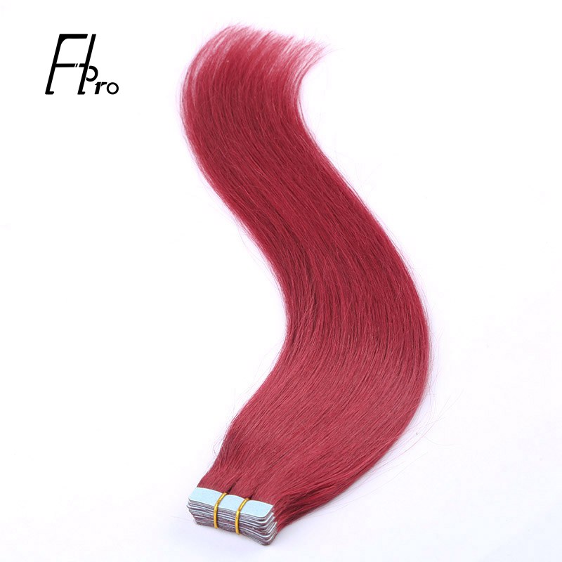 Premium Virgin Hair Burg Color Tape Hair Extensions Straight 18 inches